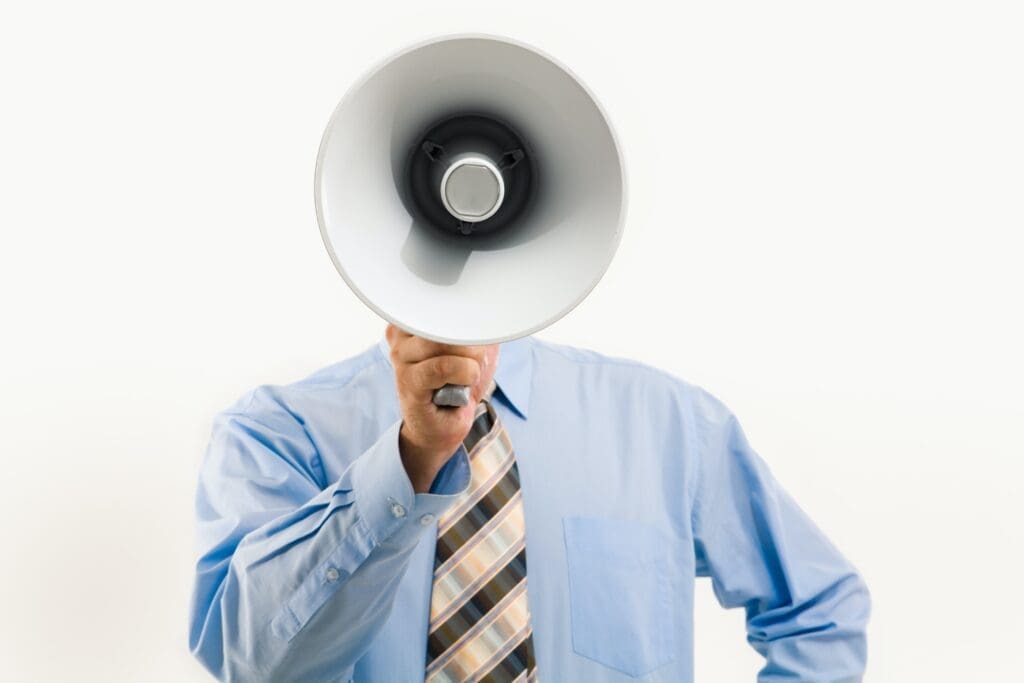 A man speaks through a megaphone. All words are made up. This realization is one of the core absolute truths to cognitive enhancement